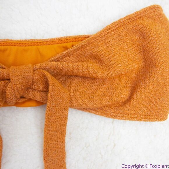 NEW Free People x In your arms knit bikini‎ orange/gold, S - Picture 4 of 16
